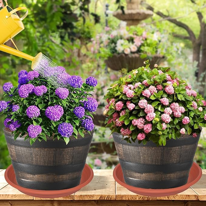 4 Pack of 16 inch Plant Saucer, Large Plant Tray, Heavy Sturdy Plant Drainage Tray for Indoors, Bird Bath Bowls, Sturdy Plastic Pot Tray for Planter 14 15 16" (Terracotta)