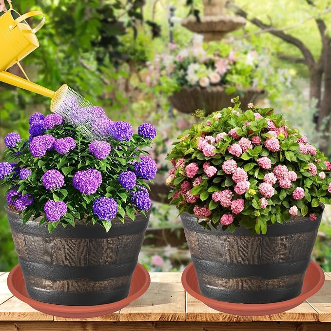 2 Pack of 19 inch Plant Saucer, 2.4" Depth Large Plant Saucer, Heavy Sturdy Plant Drainage Tray for Indoors, Bird Bath Bowls, Sturdy 18 inch Plastic Pot Tray for Planter 15-19", Terracotta