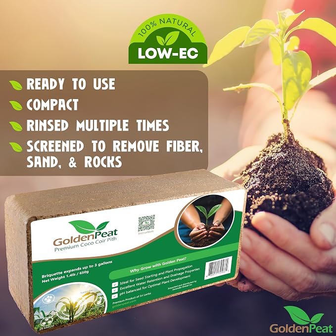 Organic Coconut Coir Bricks (650g X 16 Pack) – Low EC & high Water Retention. for Gardening & Potting. Just add Water to Transform Each Coco Coir Brick into 8-10L of Fluffy Nutrient-Rich Coco Peat