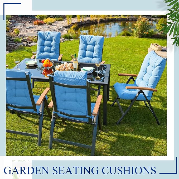 Juexica 4 Sets Outdoor Patio Chair Cushions Seat High Back Tufted Pillow Replacement Rocking Chair Cushions Pads for Patio Summer Seasonal Indoor Home Office(17 x 17 Inch,Military Green)