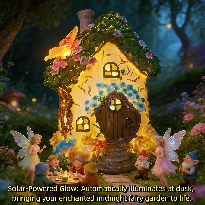 Fairy Garden Houses, Fairy Houses,Fairy Houses for Outside,Fairy Garden Houses Outdoor,Solar Fairy Garden,gnome House,Fairy Garden,Fairy Garden Accessories, for Women Gift/Teenage Gift