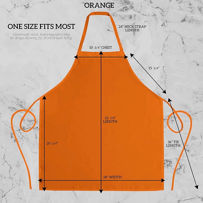 GREEN LIFESTYLE 120 Pack Professional Chef Apron – Grilling Aprons for Men, Waterproof Cooking Apron for BBQ, Work or Restaurant Use, Kitchen Aprons for Women – Orange, No Pockets