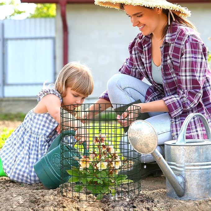 20 Pack Plant Cages for Outdoor Plants, 60pcs Pre-Bent Metal Mesh, 13.5" Dia X 14" H Wire Garden Plant Protector Cloches to Keep Squirrels and Chicken Out and Protection Vegetables Flowers Shrubs