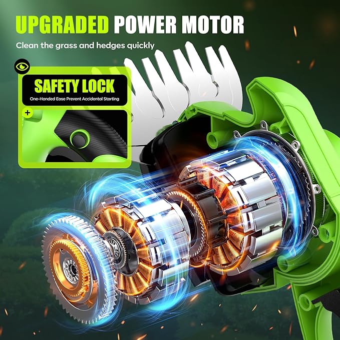 2-in-1 600W Cordless Hedge Trimmer, 21V Battery Operated Trimmer for Bush & Grass, Lightweight Garden Trimmer for Home Use