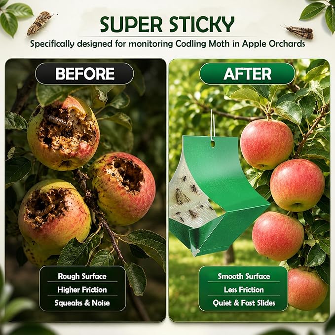 10 Pack Moth Traps (Lure not Included), Codling Moth Traps for Apple Trees, Heavy Duty Sticky Trap Board for Oriental, Peach Tree Borer, Squash Vine Borer,Hanging Codling Moths Trap with 20 Twist Ties
