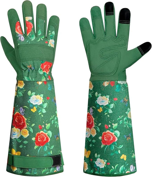 DLY Gardening Gloves, Garden Gloves for Women, long gardening gloves for Garden Work and Yard,Durable and Comfortable(Small, Green