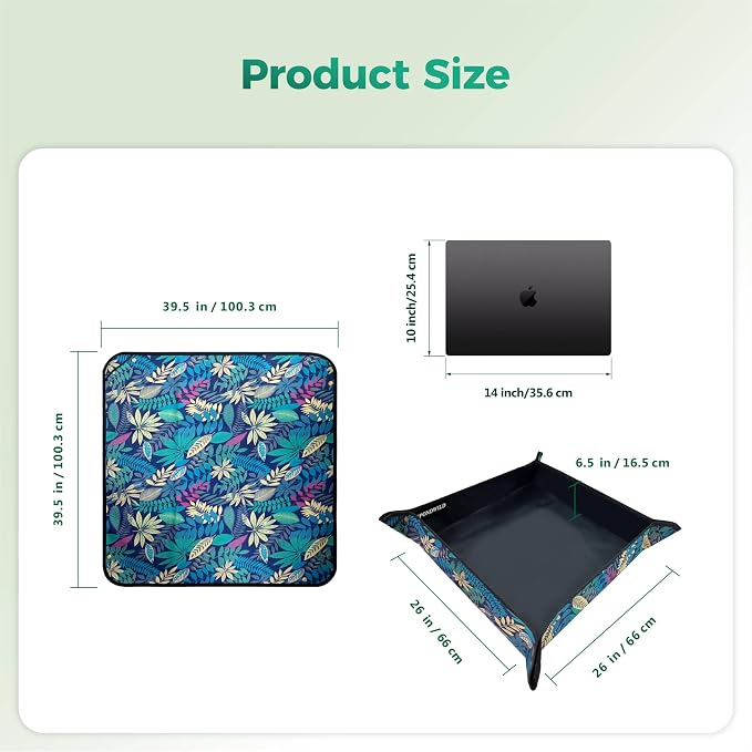 Plant Transplanting Mat - Thickened Waterproof Potting Mat, Succulent Gardening Mat, Portable Repotting Mat for Mess Control, Indoor Outdoor Use, PVC Black Leaf Print, 39.5"x39.5"