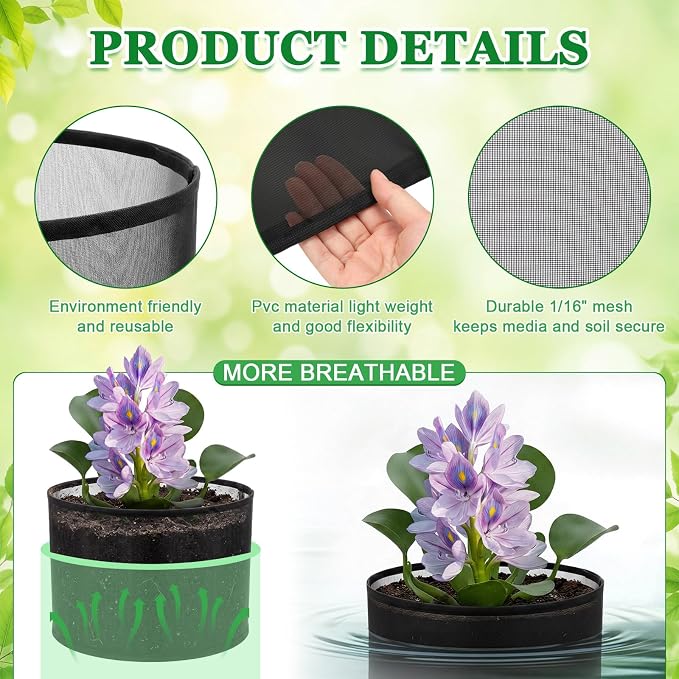 4 Pcs Large Aquatic Pond Planting Bags 12 x 16 Inch Reusable Fabric Pond Plant Pots 10 Gallon Breathable Aquatic Plant Basket Grow Bags for Bog Plants Water Lily Lotus Garden
