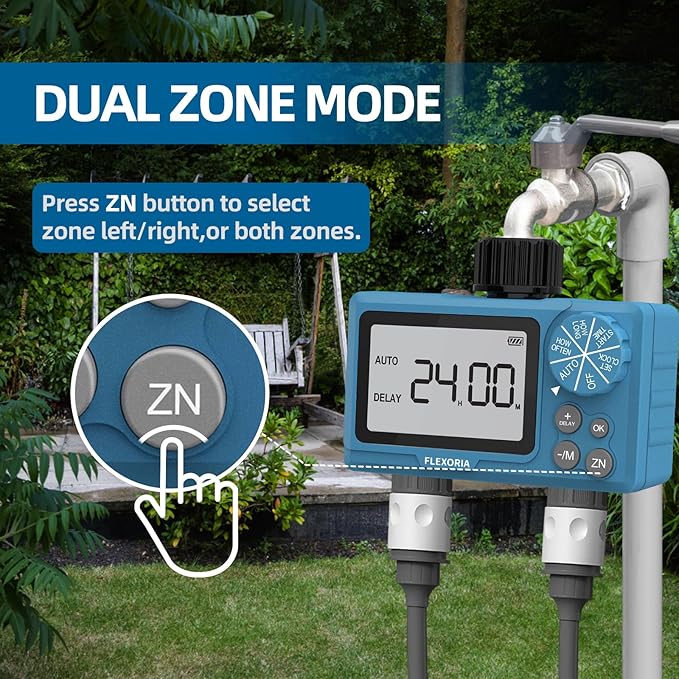 Digital programmable Water Timer, Hose Watering Timer for Garden, Dual outlets