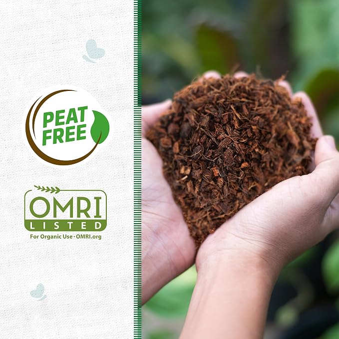 Back to the Roots 100% Organic Mulch, 58 Quart (2 Cubic ft), Expanding Coconut Husk Block for Gardening