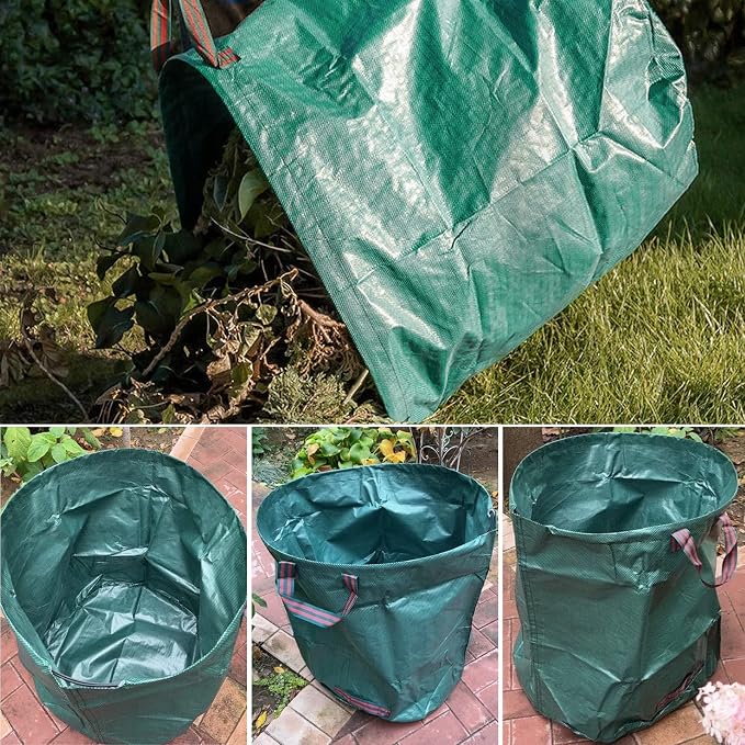 2-Pack 132 Gallons Leaf Bags, Reusable Yard Waste Bags, Heavy Duty Lawn Bags with 4 Handles for Garden Leaves and Waste Collection, Lightweight Portable Yard Trash Bag