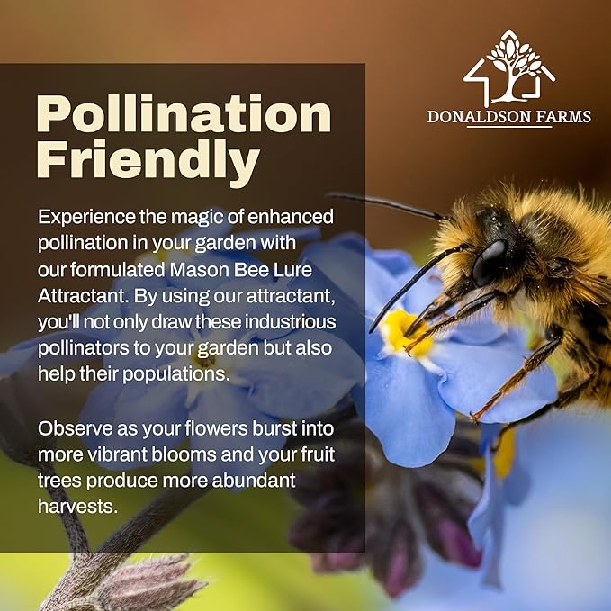 Donaldson Farms Mason Bee Attractant Spray – Made with Natural Lemongrass Oil to Lure Pollinating Bees, Easy to Use Garden Spray for Bee Houses, Nests, Flowering Plants & Fruit Trees – 2 oz