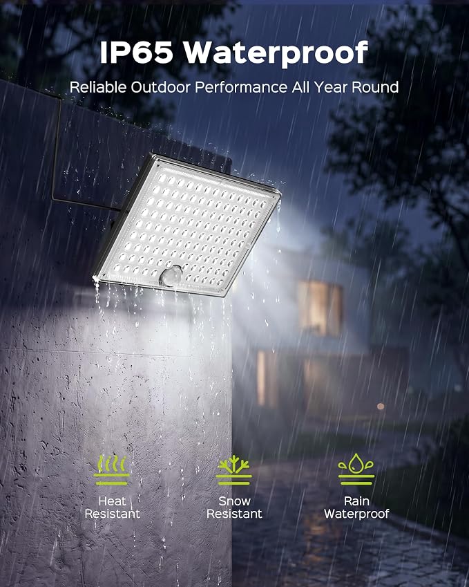 JACKYLED Solar Lights Outdoor Waterproof, Motion Sensor Flood Light 113 LED Bright Cool White Dusk to Dawn Solar Powered Outdoor Lights for Backyard Porch Garden Patio Garage (3 Pack)