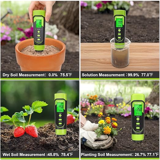 YINMIK Digital Soil Moisture Meter,Direct Soil EC Meter,3 in 1 Soil Hygrometer EC Indoor Plant Soil Moisture Meter for Water,House Plants,Great Hygrometer for Gardeners,Composters,Farmers,Nurseries