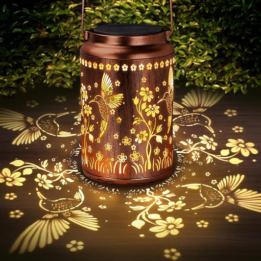 Solar Lanterns Hummingbird Outdoor for Women - Elegant Hanging Lights for Garden Patio Yard Backyard Decor Christmas Birthday Gifts Mothers Day Gifts for Mom Grandma Wife Seniors