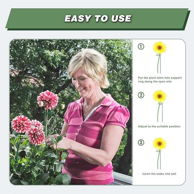 Joyhalo 12 Pack Plant Support Stakes 24 Inch, Plant Stakes, Flower Stakes with 24 Twist Ties, Garden Sticks for Plants Iris, Dahlia, Gladiolus, Amaryllis, Rose, Sunflower, Tomato, Sapling Etc