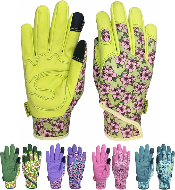 Gardening Gloves,Women Yard Work Garden Glove,Gifts | Thorn Proof,Puncture Resistant,Touchscreen,Gift,Leather,Spandex