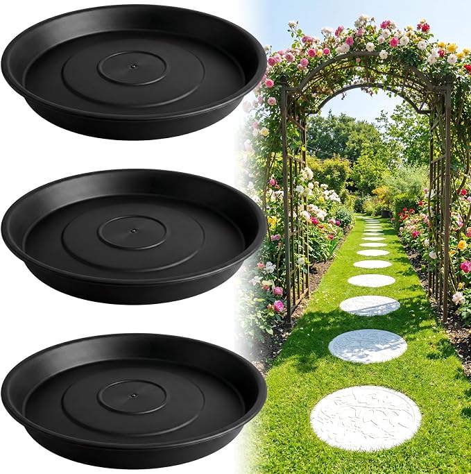 U0U 3Pcs Round Stepping Stone Mold,10" Black Cement Molds for Concrete,Plastic Concrete Molds for Casting Garden Pathmate Pavement Precast and Forms Walkway (Black, 10"/3PCS)