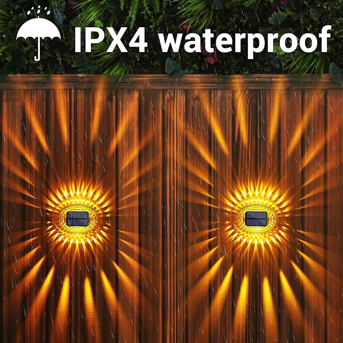 LYHOPE Solar Fence Lights Outdoor, IP65 Waterproof Solar Light for Outside, 6 Pack Deck Light for Backyard Railing Patio Deck Fence Stair Railing Wall Outdoor Decorations(Warm White)
