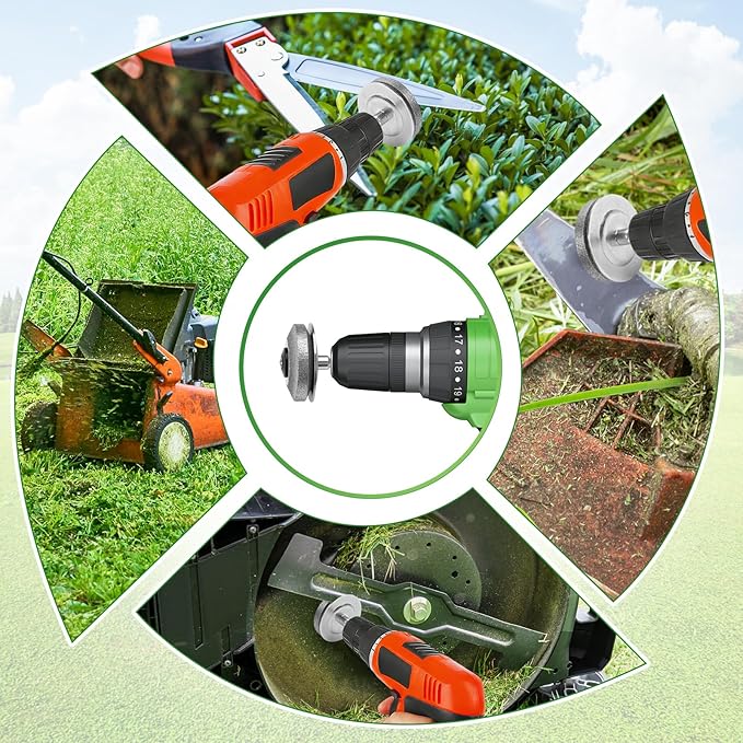 Lawn Mower Blade Sharpener For Electric Hand Drills, Upgraded Version Metal Construction With 120 Grit Wheel, Suitable For Maintaining Lawn Mower And Garden Implement for blades
