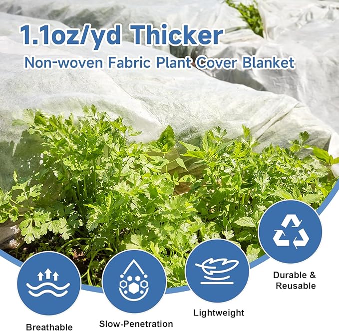 Plant Covers Freeze Protection,10 ft x 30 ft 1.1oz/yd² Thicker Floating Row Blanket Cover Fabric Plant Cloth for Winter Frost Snow and Garden Protection