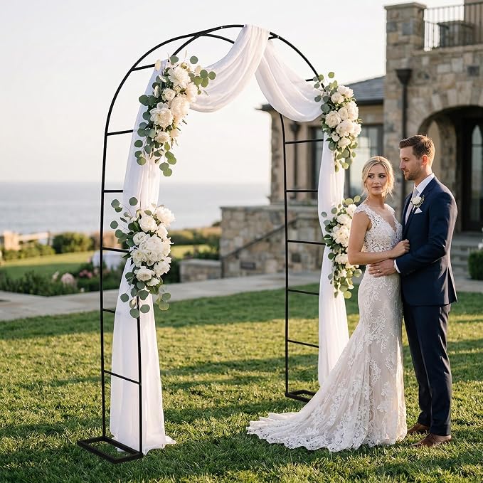 Thorise 7.9 Ft H x 4.6 Ft W Metal Pergola Arbor,Assemble Freely 2 Sizes,for Various Climbing Plant Wedding Garden Arch Bridal Party Decoration Wide Arbor