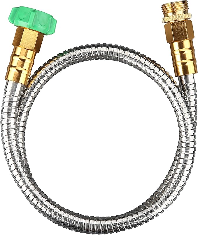 Beaulife 3FT 304 Stainless Steel Metal Garden Hose, Female to Male Metal Connector, Flexible Short Water Hose with Leakproof Fittings, Kink Free, Dog Chew Proof Leader Hose for RV, Reel Extension