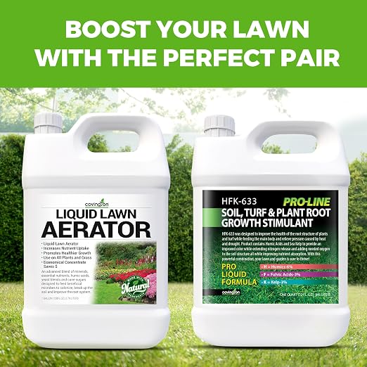 Covington Liquid Lawn Aerator (1 Gallon) – Soil Conditioner & Softener for Lawns & Gardens – Loosens Clay & Compacted Soil for Better Water & Nutrient Absorption – Liquid Aeration Concentrate