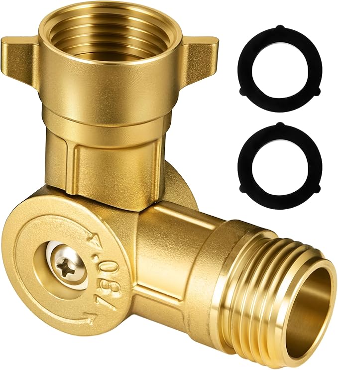 180° Swivel Brass Garden Hose Connector Water Hose Adapter, 3/4-11.5NH Garden Hose Fittings Water Hose Connector for Irrigation/Car Wash/Patio Cleaning