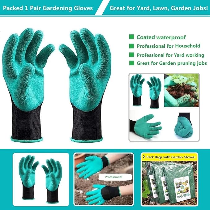 Standard 3-Pack 46 Gallon Lawn Garden Bags (D26,H19 in) Yard Waste Bags with Gardening Gloves for Leaf Bag,Yard Debris,Garden Trash Container,Camping Waste Bin,Lawn Weeds,Grass Clippings Bag 4 Handles