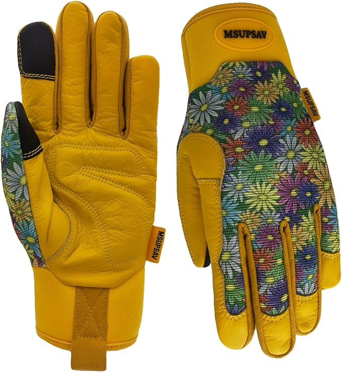 Gardening Gloves,Women Yard Work Garden Glove,Gifts | Thorn Proof,Puncture Resistant,Touchscreen,Gift,Leather,Spandex