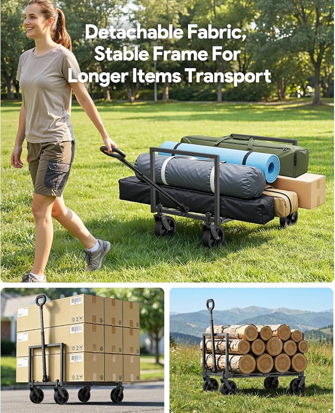 Wagons Carts Foldable, Collapsible Wagon Cart Foldable, 220LBS Heavy Duty Folding Wagon Carts with Wheels, Portable Utility Cart for Grocery Sports Garden Shopping Camping, Blue