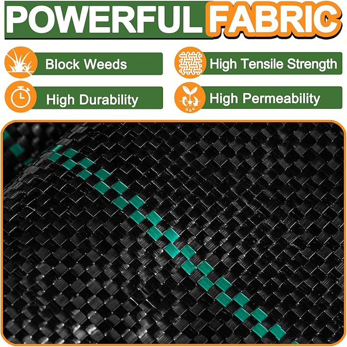 Winisok 6FT x 100FT Weed Barrier Landscape Fabric, 3.2oz Woven Garden Cloth, Heavy Duty Breathable Ground Cover for Landscaping, Gardening and Farming