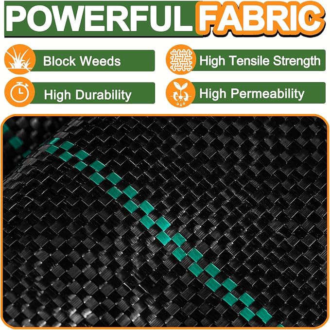 Winisok 4FT x 100FT Weed Barrier Landscape Fabric, 3.2oz Weed Control Geotextile Garden Cloth, Heavy Duty Breathable Mulch Ground Cover Black Mat for Backyard Landscaping Farming (2 Pack 4FT x 50FT)
