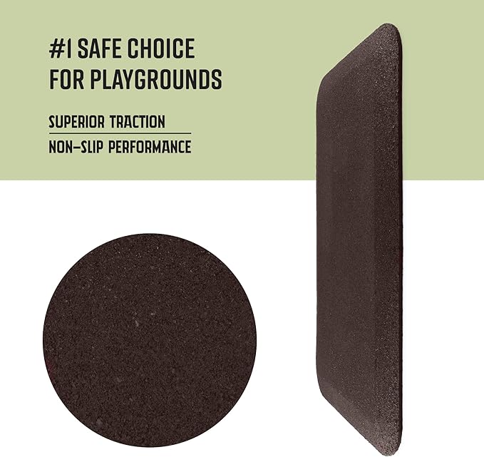 Playsafer Playground Safety Rubber Wearmat for Swingsets and Slides - 1" Thick X 24" W X 40" L (2 Pack, Brown)