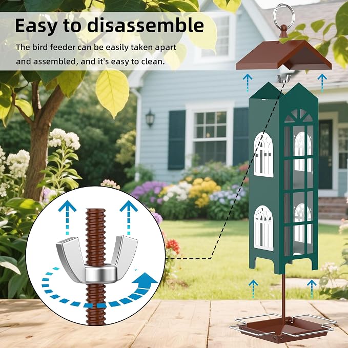 Metal Wild Bird Feeder,Bird Feeders for Outdoors Hanging,Waterproof and Rust-Proof,Easy to Clean,Disassemble and Assemble