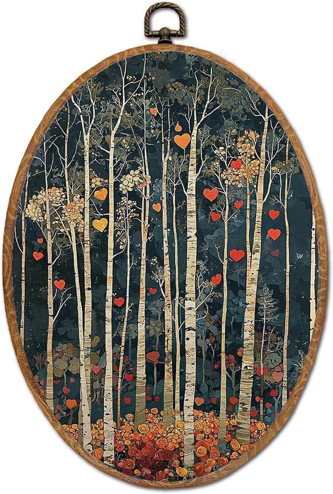 DOFQZ Colorful Abstract Forest Oval Wall Art Decor, Whimsical Vibrant Forest Framed Wall Art, Boho Abstract Walls Hanging Decor for Home Bedroom Living Room Gallery, 8.5x11.5 Inch