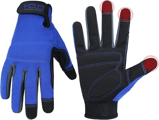 HANDLANDY Work Gloves for Men & Women, Utility Mechanic Working Gloves Touch Screen, Flexible Gardening Gloves for Yard