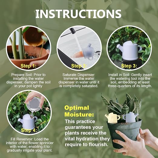 Joyeee 4 Pack Terracotta Watering Can Shape Spikes, Automatic Drip Irrigation Devices for Indoor Outdoor Potted Plants, Self Watering Spikes for Vacations with 100ml Capacity, 4 Mixed Colors