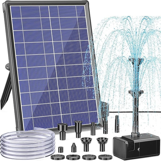 Antfraer 8W Solar Water Pump with Dry-Run Protection, Solar Bird Bath Fountain Pump Double-Layer Nozzles & 5Ft Tubing, Solar Fountain Pump for Small Pond, Garden, Patio & Outdoor Water Feature