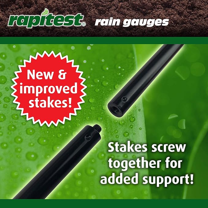 Luster Leaf 1646 Rapitest Spiral Metal Rain Gauge with Stake, Metal Spiral Rain Gauge w/ Stake
