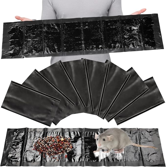 Qualirey 12 Pack Large Sticky Mouse Trap 24 Inch Sticky Rat Glue Roach Indoor Pest Control for Trapping Snakes Rats Spiders Roaches in Restaurant Kitchen House Supplies (Black)