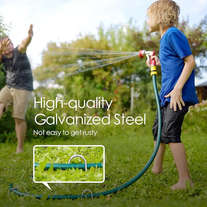 12 Inch Landscape Staples, 12/25/50/100 Pack Galvanized Garden Stakes, 8 Gauge Heavy Duty U-Shaped Ground Stakes for Weed Barrier Fabric, Irrigation Tubing, Fence, Outdoor Decorations