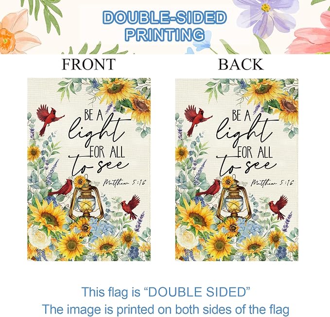 Baccessor Spring Summer House Flag 28x40 Inch Double Sided Burlap,Sunflowers Cardinal Floral Flowers Large Garden Flag Holiday Yard Porch Patio Outdoor Outside Decoration