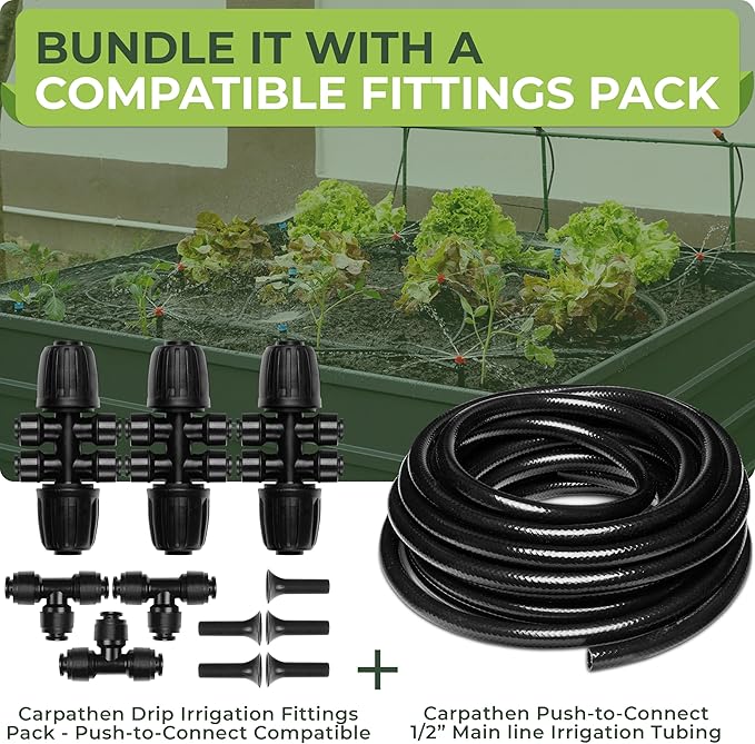 Carpathen 50 FT 1/2 Irrigation Tubing Mainline - Flexible Drip Irrigation Tubing Perfect for Push-To-Connect Garden Irrigation System, or as Blank Distribution Hose for Any Gardening Project