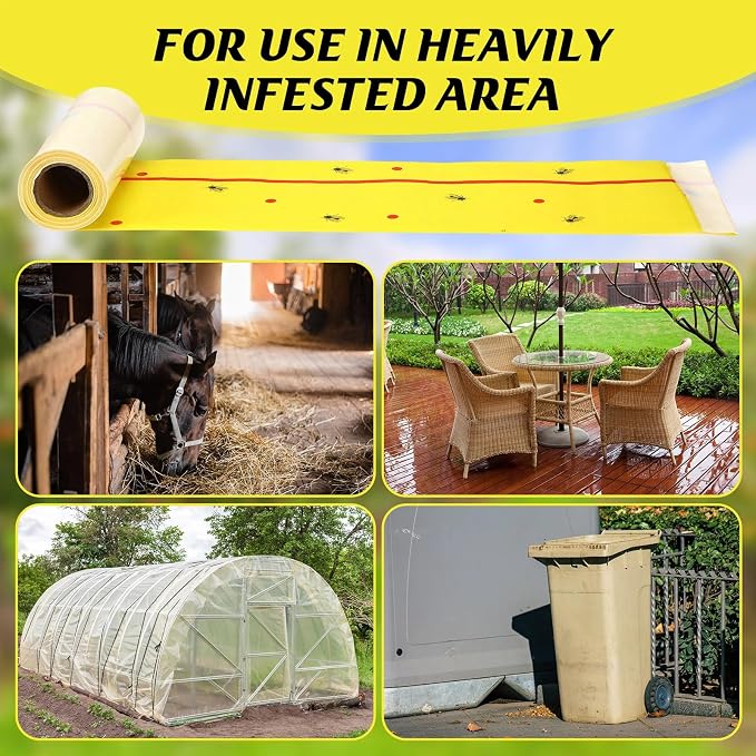 12 Rolls Spotted Lantern Fly Tree Trap 30 Feet Each Roll Lanternfly Tree Outdoor Fruit Fly Sticky Strips Paper Insect Sticky Barrier Trunk Wraps to Protect Plant, Lawn, Garden(Yellow and Red)