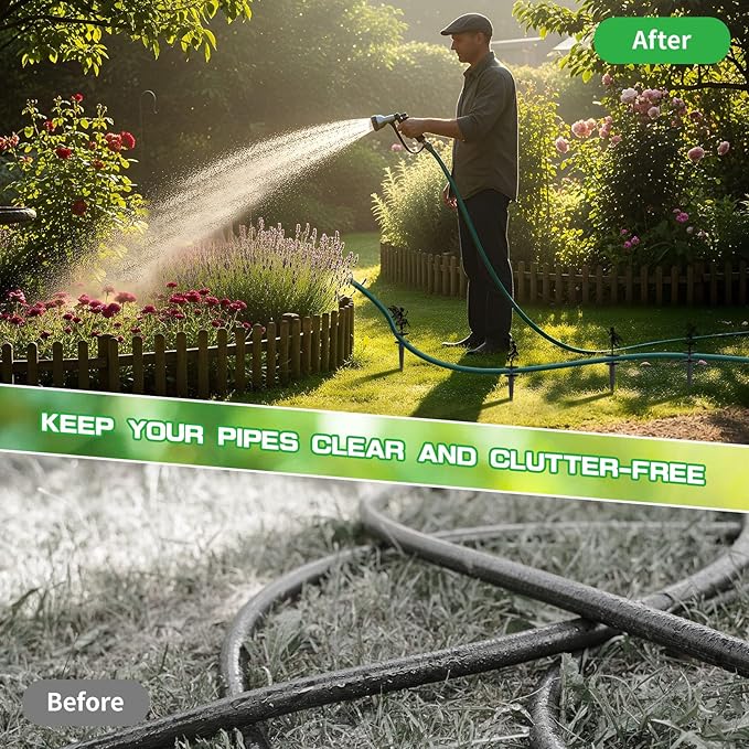 Zonon 4 Packs Metal Garden Hose Guide Stakes 13.8 Inch Heavy Duty Cast Iron Hose Holder Spike with Decorative Flower Fairy Rust Resistant Guides for Garden Lawn Yard Farm Outside Plant Protection