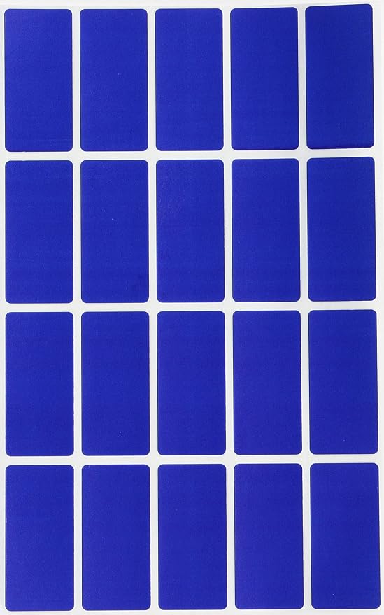 Royal Green Blue Rectangular Colored Labels 1.57inch x 0.75 inch - Rectangle Color Code Stickers (40mm x 19mm)- 100 Pack