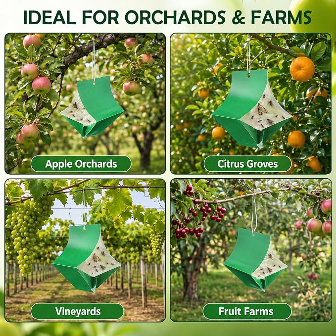 10 Pack Moth Traps (Lure not Included), Codling Moth Traps for Apple Trees, Heavy Duty Sticky Trap Board for Oriental, Peach Tree Borer, Squash Vine Borer,Hanging Codling Moths Trap with 20 Twist Ties