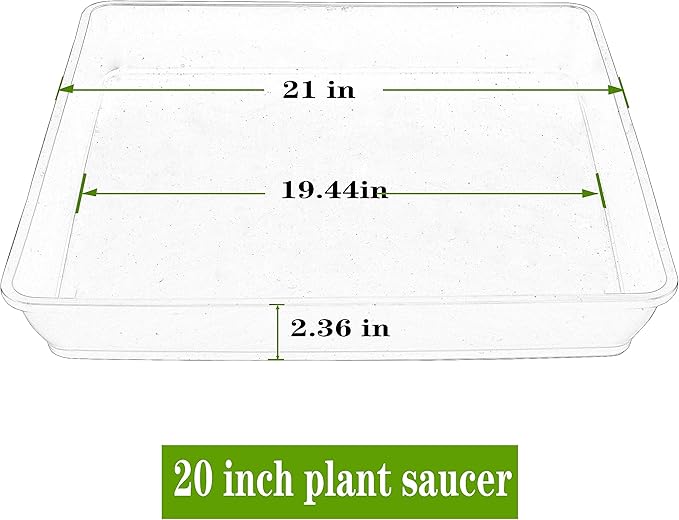 LWALRS 3 Pack Square Plant Saucer 20 22 Inch, Heavy Plastic Water Tray Tor Plants, Planters for Indoors and Outdoors Plants, Deep Plant Trays for Pots, Extra Large Plant Saucers (20 inch, White)